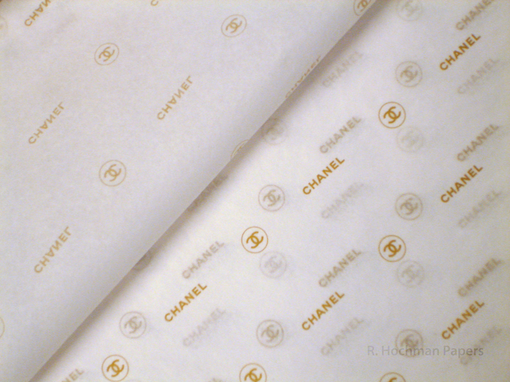 Folded GENUINE CHANEL GIFT WRAP / TISSUE PAPER White CC Logo wrappng craft  New